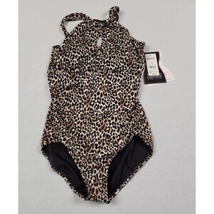 Embrace Your Curves Women's Leopard Print High Support One Piece Swimsuit Size L